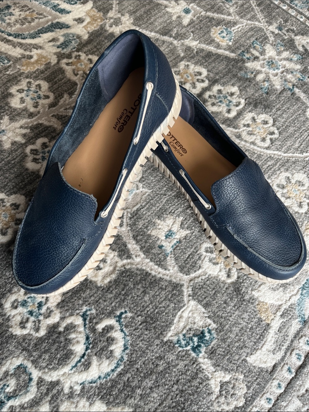 Navy Leather Slip-On Loafers for Women Size 41